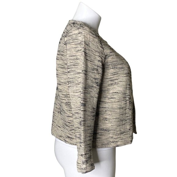 Eileen Fisher Handwoven Organic Cotton Furrows Natural Cropped Jacket, Size L - Picture 5 of 11